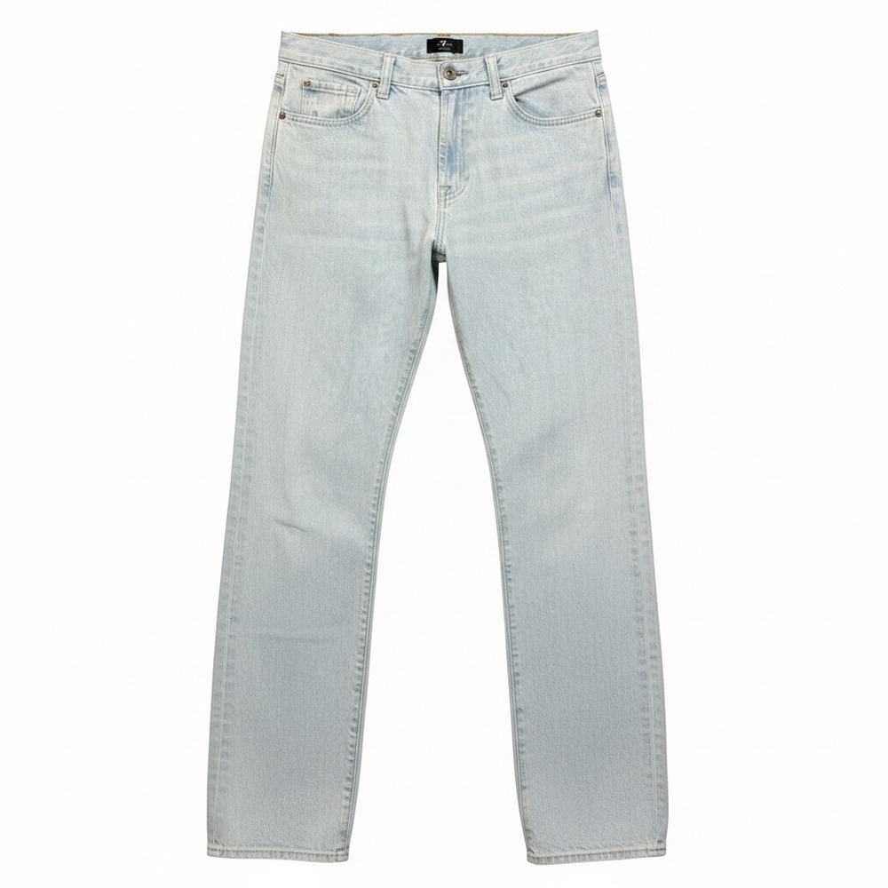 7 For All Mankind Jeans Light Wash Straight Leg Shadow Pocket Denim 31" Ins